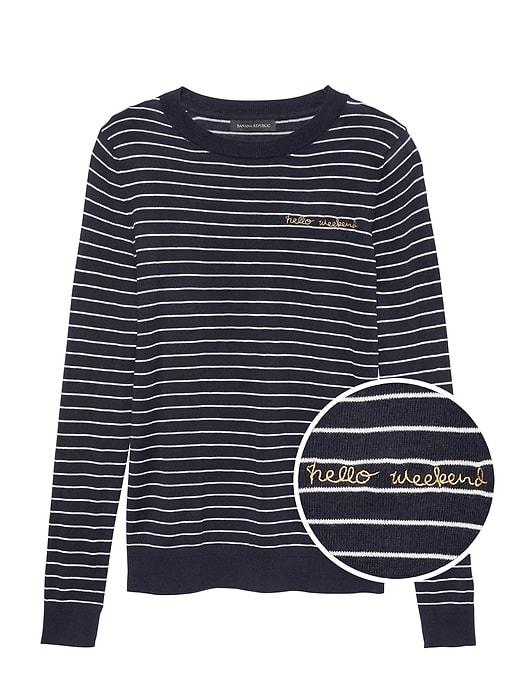 Banana Republic Womens Silk Cashmere Hello Weekend Sweater Bold Blue Stripe Size Xs
