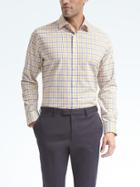 Banana Republic Mens Grant Fit Non Iron Cross Plaid Shirt - Yellow