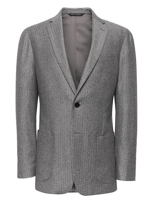 Banana Republic Mens Slim Herringbone Italian Wool Flannel Suit Jacket Heather Gray Size 42