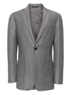 Banana Republic Mens Slim Herringbone Italian Wool Flannel Suit Jacket Heather Gray Size 42