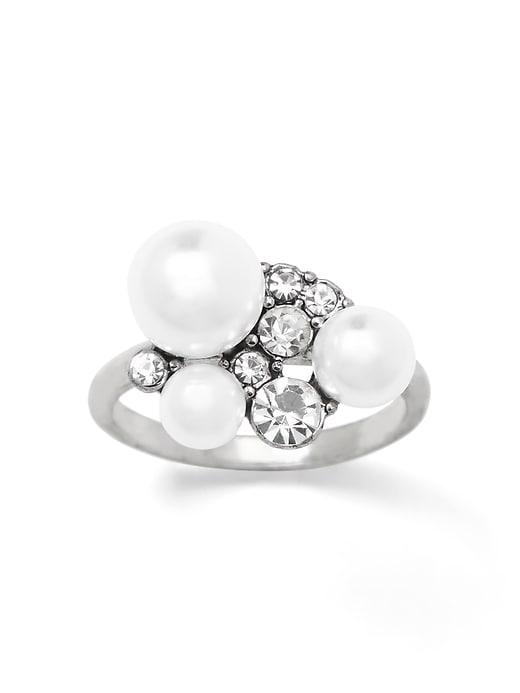 Banana Republic Womens Stone And Pearl Ring Silver Size 5