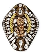 Banana Republic Embroidered Military Brooch - Clear Crystal