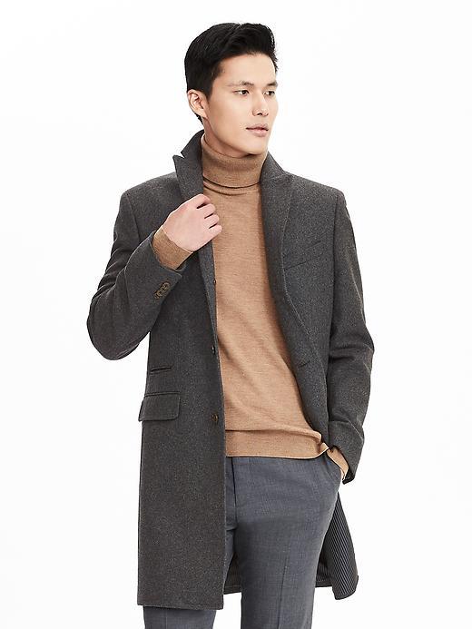 Banana Republic Mens Wool Peak Lapel Topcoat Size L - Charcoal