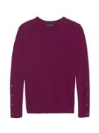 Banana Republic Womens Italian Merino Blend Button-cuff Sweater Burgundy Red Size S