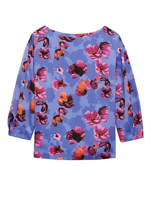 Banana Republic Womens Petite Floral Cocoon-sleeve Top Violet Floral Size Xs
