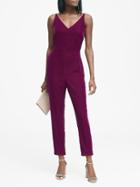 Banana Republic Womens Velvet Cropped Jumpsuit Claret Red Size 8