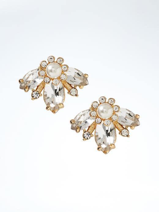 Banana Republic Pearl Heirloom Cluster Stud Earring - Cream