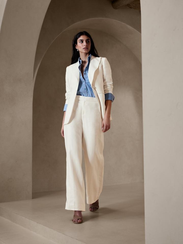 Salma Wide-leg Linen Tuxedo Pant