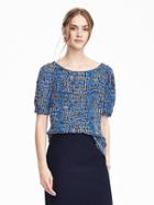 Banana Republic Womens Puff Sleeve Top Size L - Cobalt