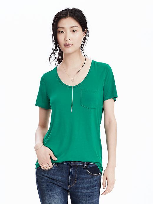 Banana Republic Womens Modal Scoop Neck Tee Size Xl - Ultramarine