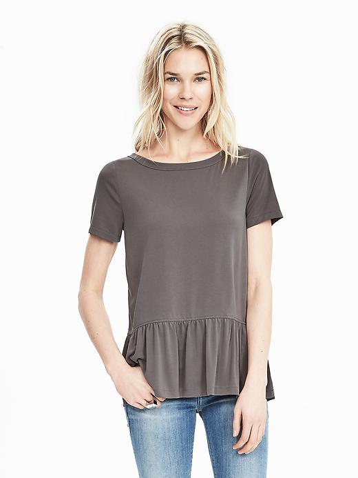 Banana Republic Short Sleeve Peplum Top Size L - Pacific Taupe