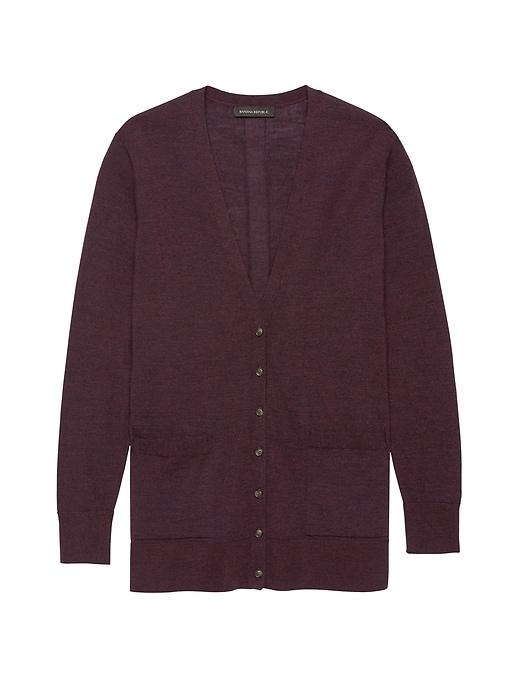 Banana Republic Womens Machine-washable Merino Boyfriend Cardigan Sweater Burgundy Size Xs