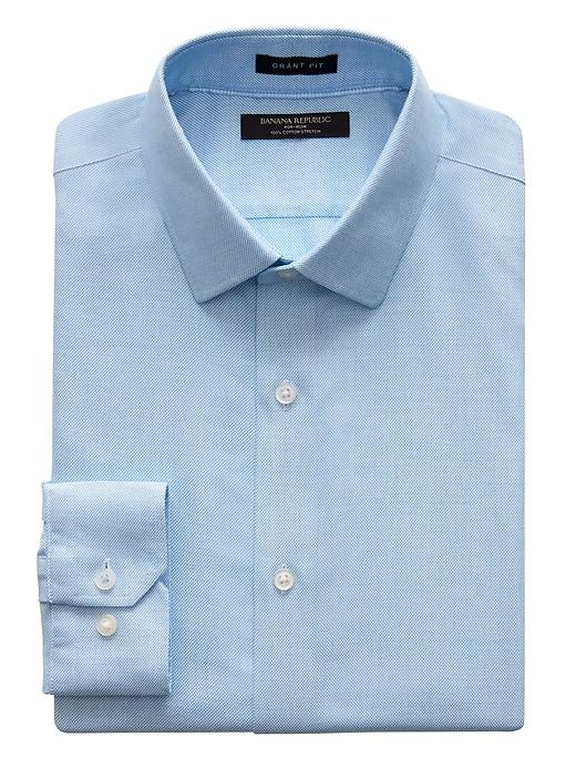 Banana Republic Mens Grant Slim-fit Non-iron Solid Shirt Aqua Splash Size M
