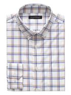 Banana Republic Mens New Slim-fit Tech-stretch Cotton Plaid Shirt Honey Gold Size L