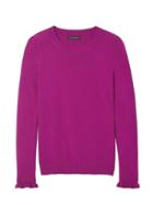 Banana Republic Womens Italian Superloft Ruffle Cuff Crew - Bright Magenta