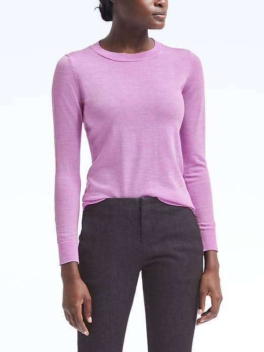 Banana Republic Womens Washable Merino Peekaboo Pullover Crew - Lilac Cloud
