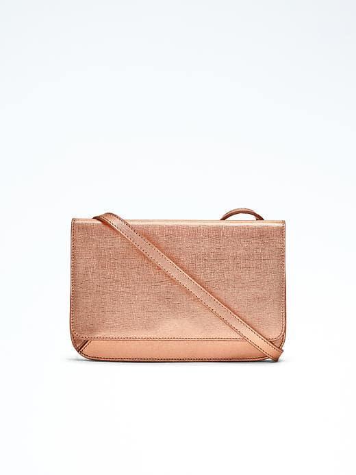 Banana Republic Metallic Convertible Flat Crossbody - Rose Gold Metallic
