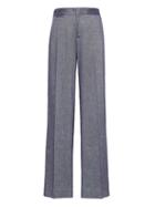 Banana Republic Womens Blake Wide Leg-fit Stretch Linen-cotton Pant Navy Size 0