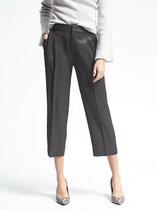 Banana Republic Womens Heritage Double Pleat Crop Pant - Mink Grey