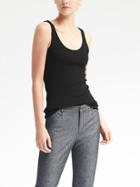 Banana Republic Womens Essential Stretch To Fit Ribbed Tank - Black
