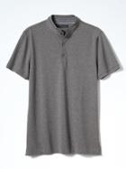 Banana Republic Mens Slim Banded Collar Pique Polo - Gray Texture