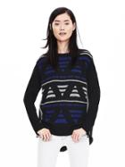 Banana Republic Womens Mixed Jacquard Anorak Pullover Size L - Black