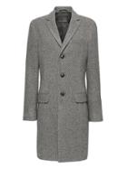 Banana Republic Mens Italian Melton Wool-blend Herringbone Topcoat Cream Herringbone Size Xxl