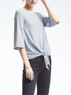 Banana Republic Womens Tie Front Crepe Top - Light Blue