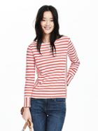 Banana Republic Womens Striped Terry Boatneck Top Size L - Fresh Apricot