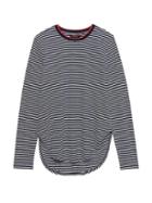 Banana Republic Womens Petite Supima Cotton Curved-hem T-shirt Blue Stripe Size Xs