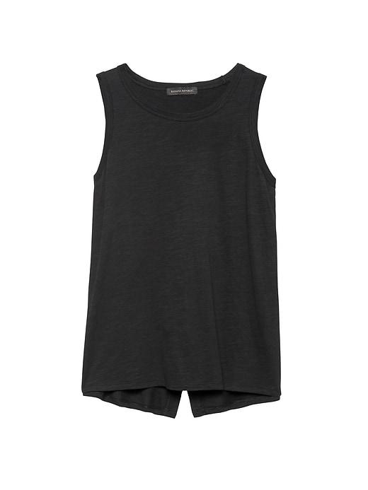 Banana Republic Womens Cotton-modal Blend Split-back Tank Black Size L