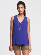 Banana Republic Womens Cross-back Crepe Tank Royal Violet Size S