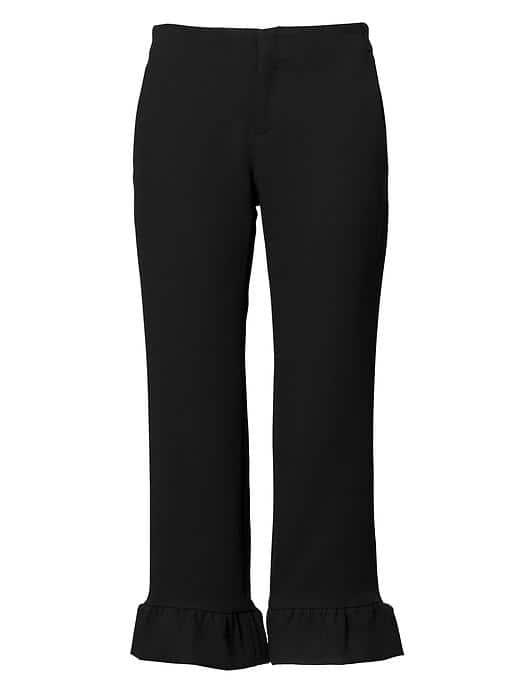 Banana Republic Womens Logan Fit Ruffle Hem Crop Pant - Black