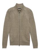 Banana Republic Mens Italian Performance Linen Full-zip Sweater Jacket Light Brown Size M