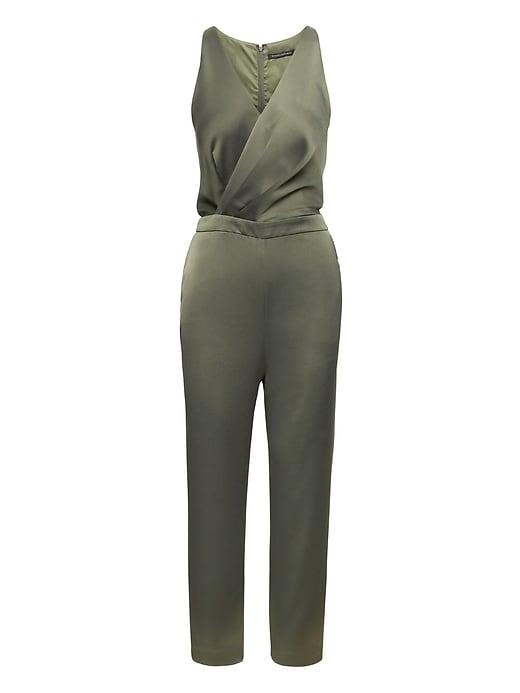 Banana Republic Womens Wrap-front Jumpsuit Flight Jacket Size 10