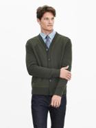 Banana Republic Mens Flannel Front Cardigan Size L Tall - Army Jacket Green