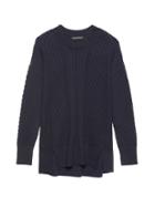 Banana Republic Womens Wool-cotton Blend Mixed-stitch Sweater Tunic Navy Size Xs