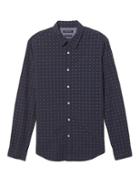 Banana Republic Mens Grant Slim Fit Custom Wash Print Shirt - Navy