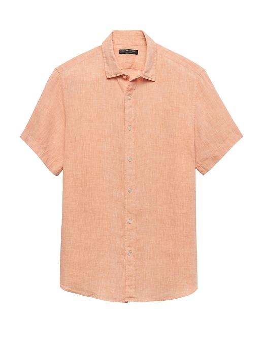 Banana Republic Mens Camden Standard-fit Linen Shirt Orange Size M