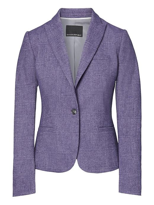 Banana Republic Womens Classic-fit Herringbone Blazer Purple Size 8