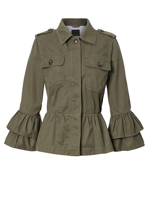 Banana Republic Womens Peplum Utility Jacket Green Size Xl