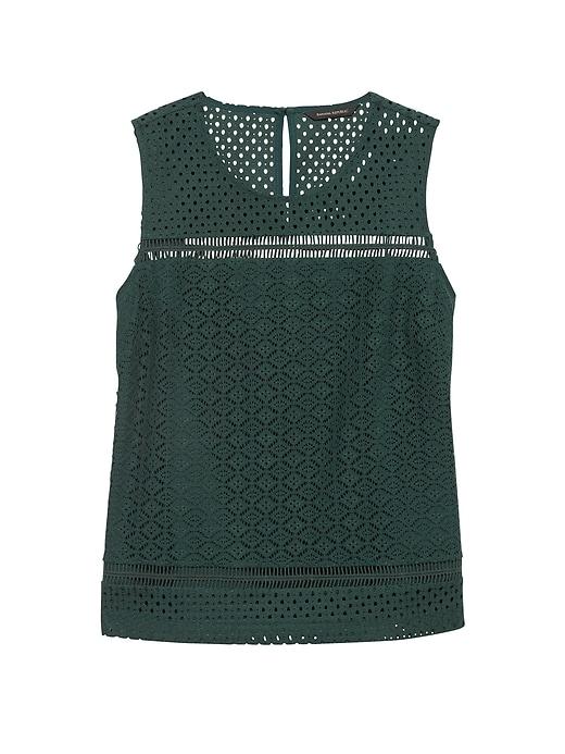 Banana Republic Womens Mixed Lace Shell Olive Size L