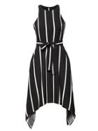 Banana Republic Womens Petite Stripe Tie-waist Fit-and-flare Black & White Size 0