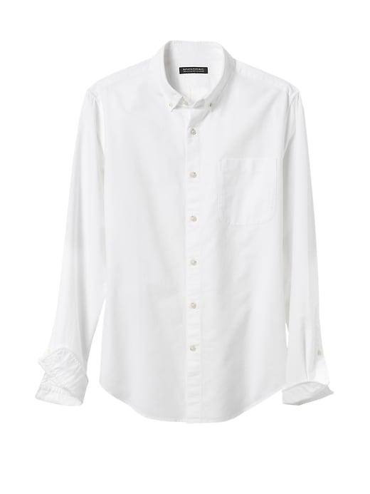 Banana Republic Mens Grant Slim-fit Cotton-stretch Oxford Shirt White Size Xl
