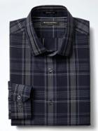 Banana Republic Mens Camden Fit Non Iron Plaid Shirt - Preppy Navy