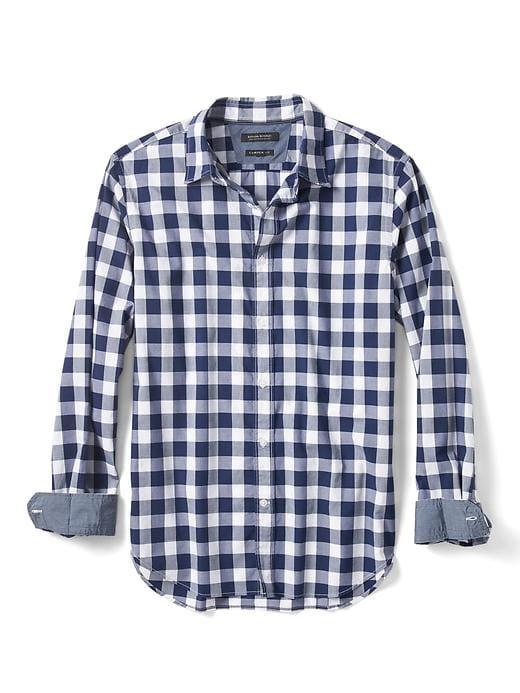 Banana Republic Mens Camden Fit Custom Wash Shirt - Cobalt
