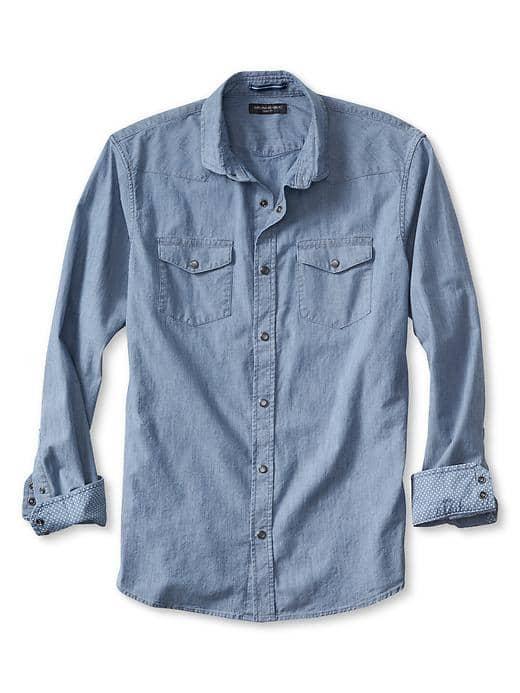 Banana Republic Slim Fit Indigo Denim Western Shirt - Indigo