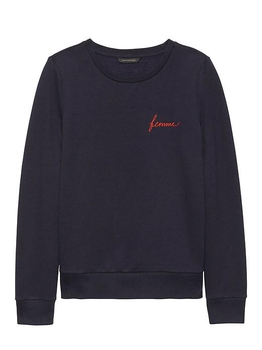 Banana Republic Womens French Terry Fleece Sweatshirt Navy Size M