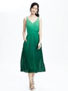 Banana Republic Womens Pleated Ombre Midi Dress Size 0 - Green