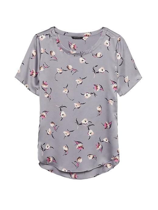 Banana Republic Womens Floral Soft Satin Perfect Tunic Top Gray Size Xs